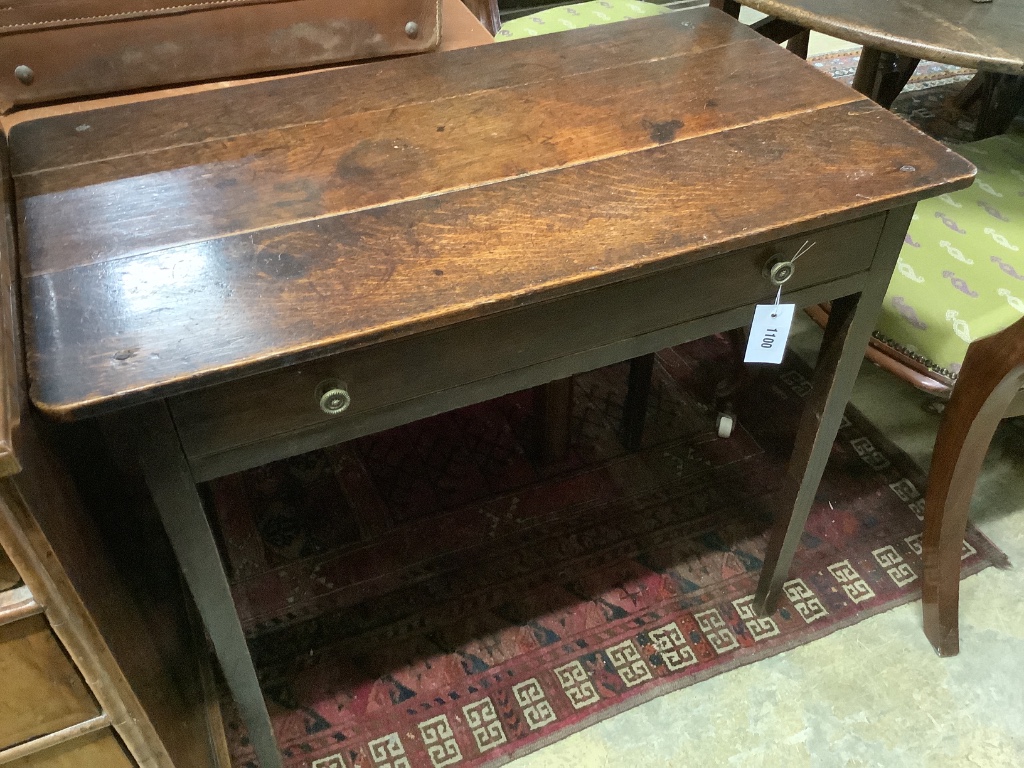 A late 18th century oak side table, width 81cm, depth 45cm, height 71cm